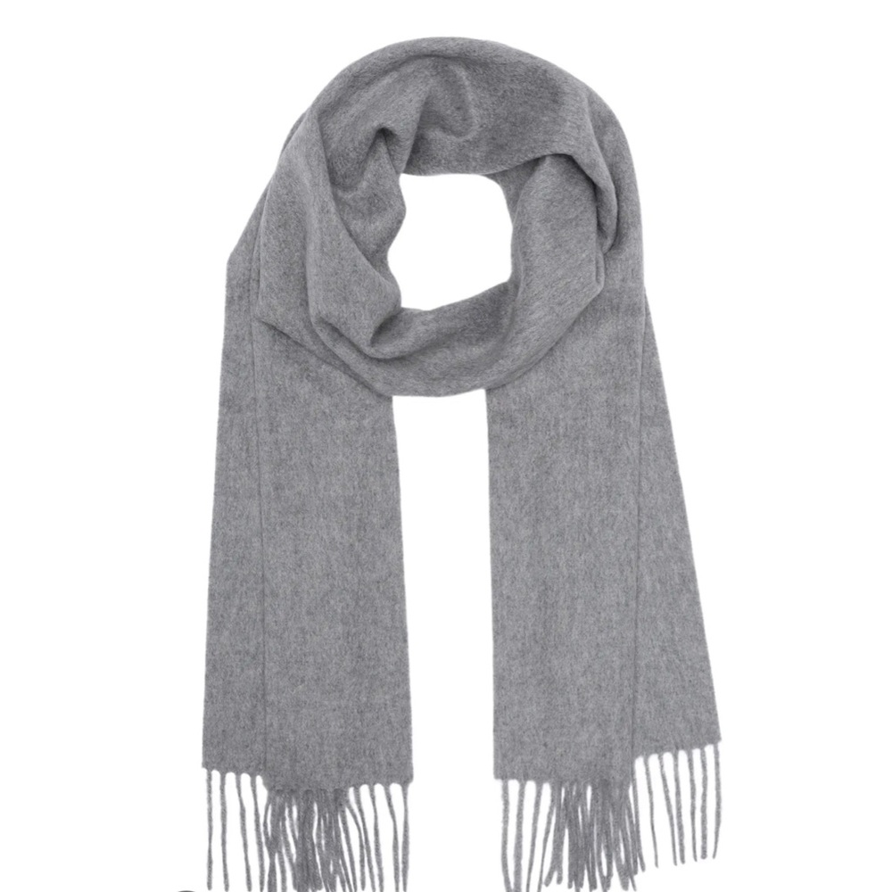 PHENIX Solid 100% Cashmere Fringe Trim Scarf